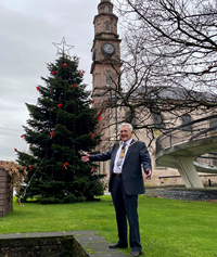 Provost Martin Brennan launching Inverclyde Council's virtual Christmas lights switch-on 2020